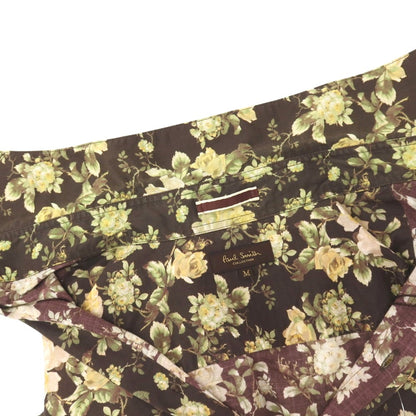 【中古】ポールスミスコレクション PAUL SMITH COLLECTION コットン 花柄 プリント カジュアルシャツ ダークカーキxグリーン【サイズM】【 状態ランクB 】【 メンズ 】