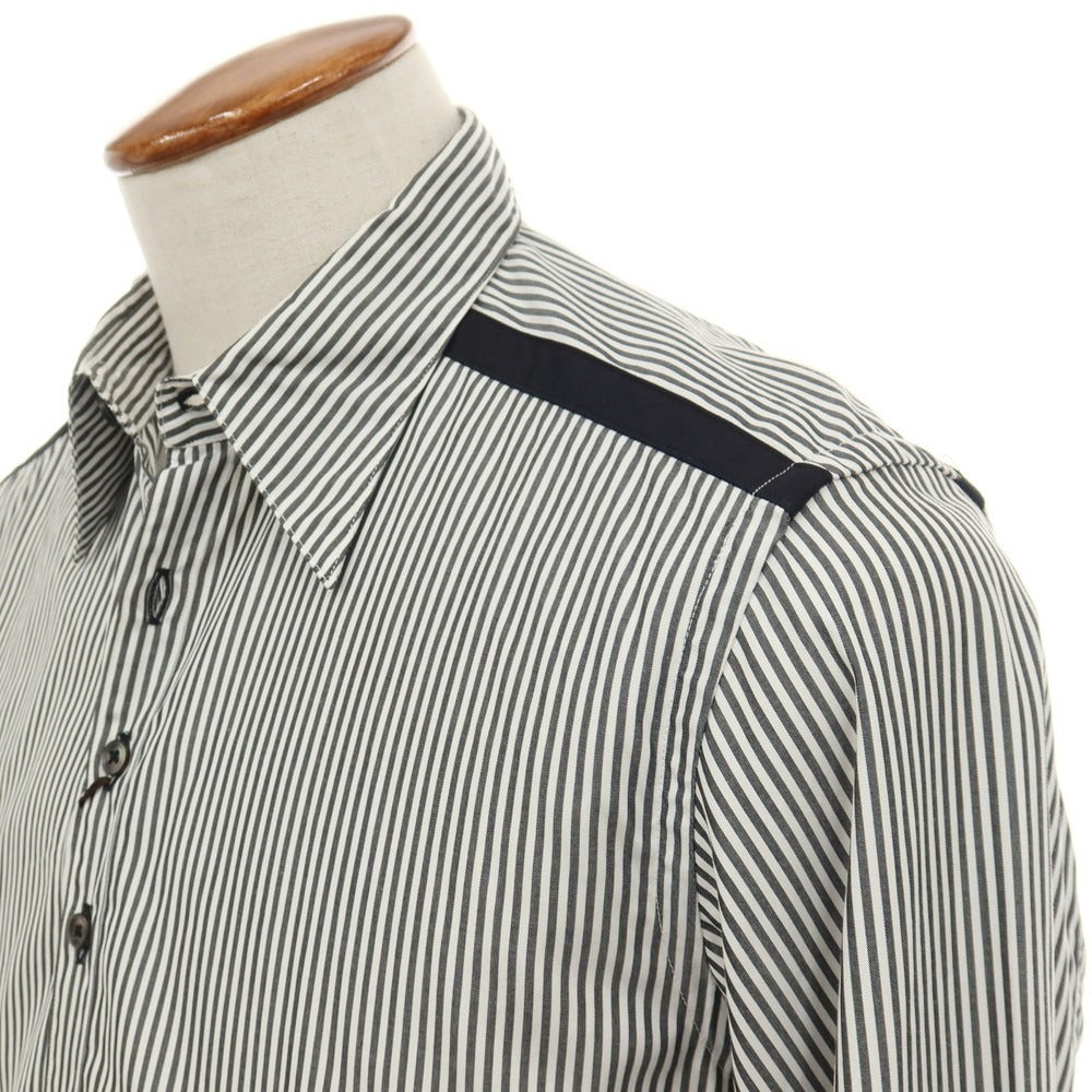 【中古】ポールスミスコレクション PAUL SMITH COLLECTION コットン ストライプ 変形ターンナップカフス カジュアルシャツ グレーxホワイト【サイズM】【 状態ランクB 】【 メンズ 】