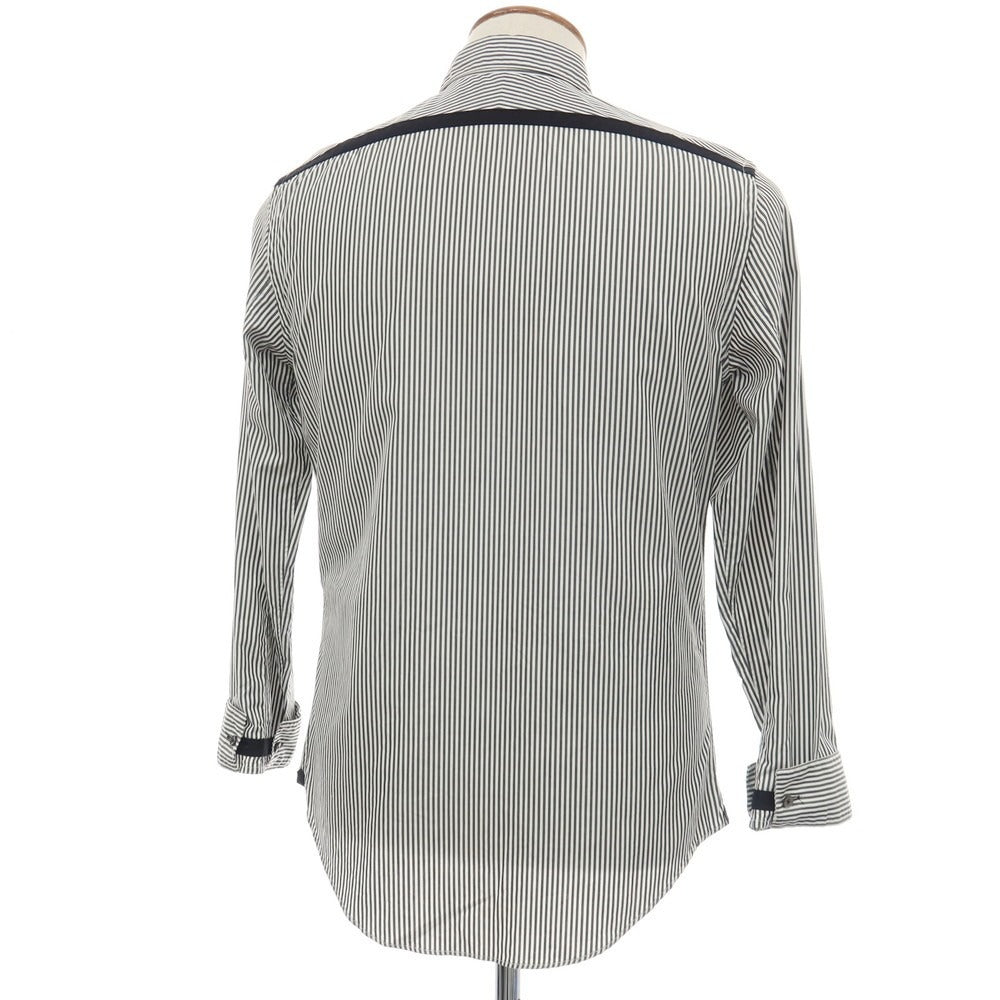 【中古】ポールスミスコレクション PAUL SMITH COLLECTION コットン ストライプ 変形ターンナップカフス カジュアルシャツ グレーxホワイト【サイズM】【 状態ランクB 】【 メンズ 】