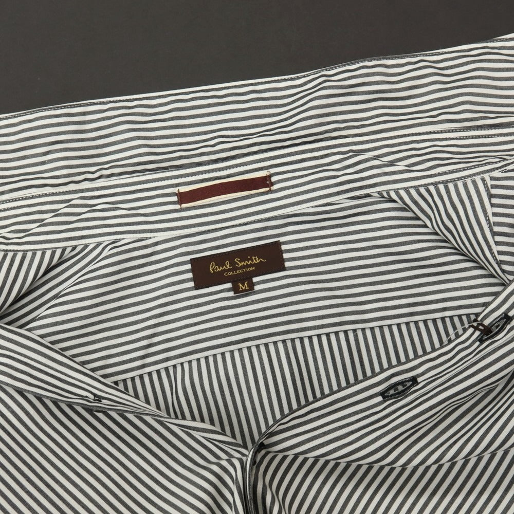 【中古】ポールスミスコレクション PAUL SMITH COLLECTION コットン ストライプ 変形ターンナップカフス カジュアルシャツ グレーxホワイト【サイズM】【 状態ランクB 】【 メンズ 】
