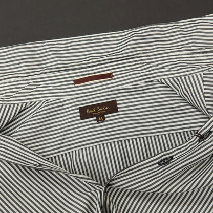 【中古】ポールスミスコレクション PAUL SMITH COLLECTION コットン ストライプ 変形ターンナップカフス カジュアルシャツ グレーxホワイト【サイズM】【 状態ランクB 】【 メンズ 】