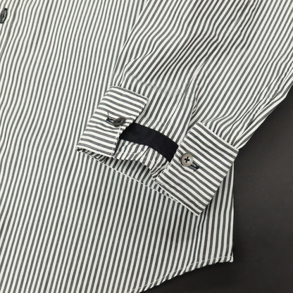 【中古】ポールスミスコレクション PAUL SMITH COLLECTION コットン ストライプ 変形ターンナップカフス カジュアルシャツ グレーxホワイト【サイズM】【 状態ランクB 】【 メンズ 】