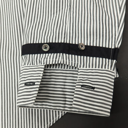 【中古】ポールスミスコレクション PAUL SMITH COLLECTION コットン ストライプ 変形ターンナップカフス カジュアルシャツ グレーxホワイト【サイズM】【 状態ランクB 】【 メンズ 】