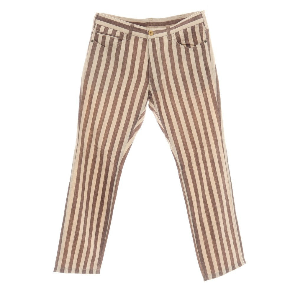 【中古】ポールスミスコレクション PAUL SMITH COLLECTION リネンコットン ストライプ 5ポケットパンツ ブラウンxベージュ【サイズL】【 状態ランクB 】【 メンズ 】