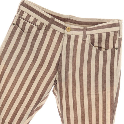 【中古】ポールスミスコレクション PAUL SMITH COLLECTION リネンコットン ストライプ 5ポケットパンツ ブラウンxベージュ【サイズL】【 状態ランクB 】【 メンズ 】