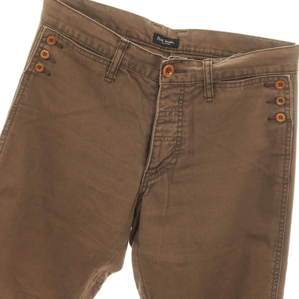 【中古】ポールスミスコレクション PAUL SMITH COLLECTION コットン 切り替えデザイン パンツ ブラウン【サイズ76】【 状態ランクC 】【 メンズ 】