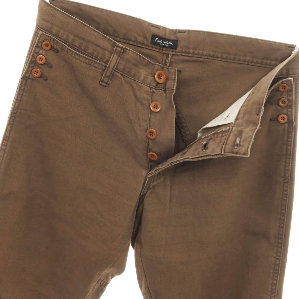 【中古】ポールスミスコレクション PAUL SMITH COLLECTION コットン 切り替えデザイン パンツ ブラウン【サイズ76】【 状態ランクC 】【 メンズ 】