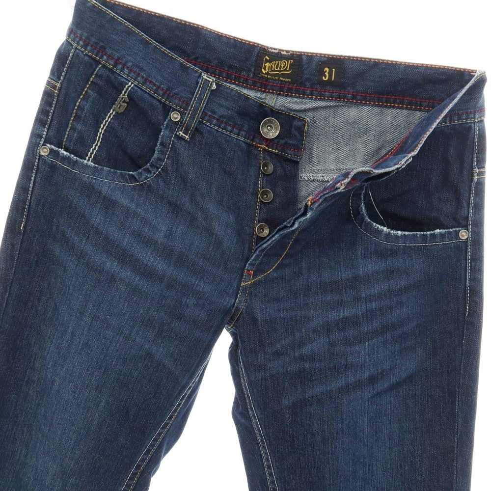 【中古】ガウディ GAUDI コットン 裾スリット入り デニムパンツ ジーンズ ネイビー【サイズ31】【 状態ランクB 】【 メンズ 】
