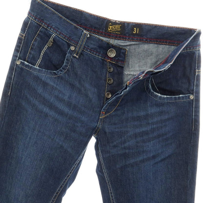 【中古】ガウディ GAUDI コットン 裾スリット入り デニムパンツ ジーンズ ネイビー【サイズ31】【 状態ランクB 】【 メンズ 】