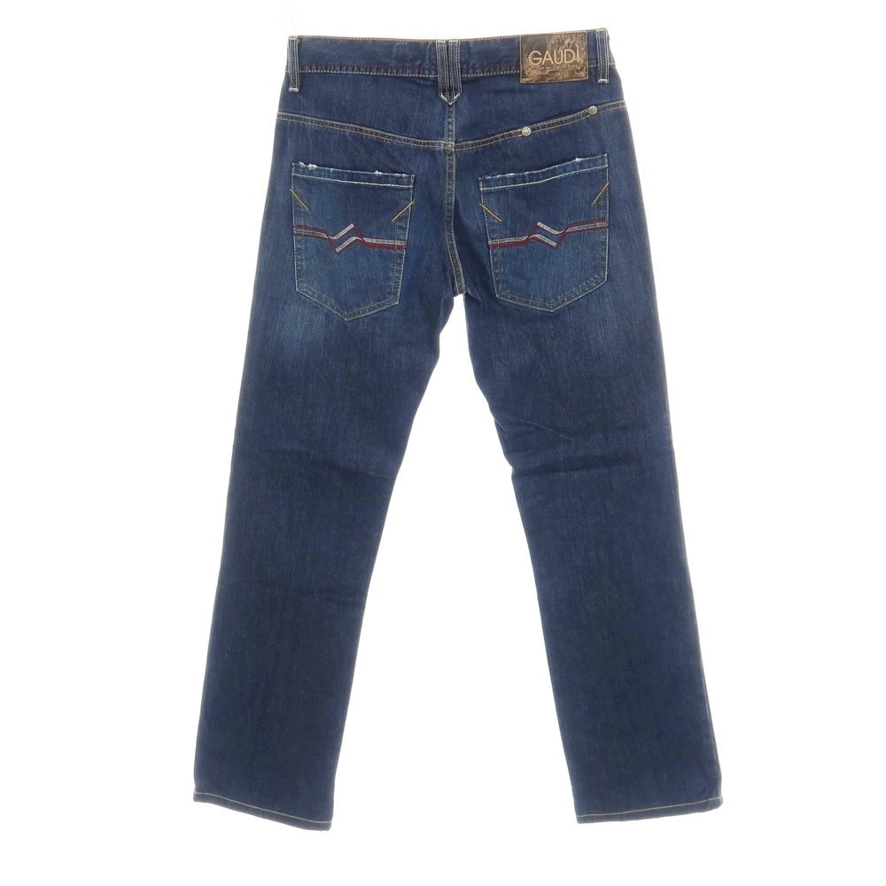 【中古】ガウディ GAUDI コットン 裾スリット入り デニムパンツ ジーンズ ネイビー【サイズ31】【 状態ランクB 】【 メンズ 】