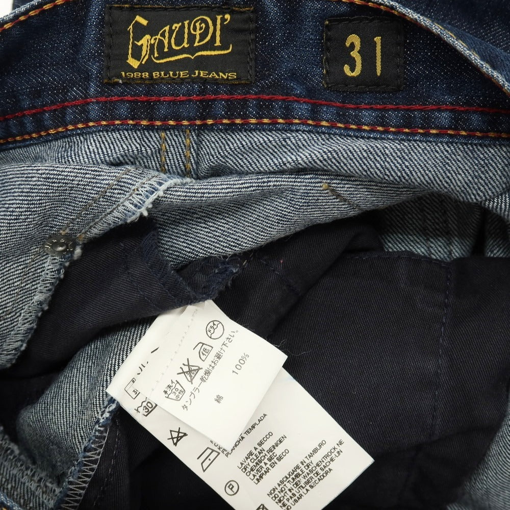 【中古】ガウディ GAUDI コットン 裾スリット入り デニムパンツ ジーンズ ネイビー【サイズ31】【 状態ランクB 】【 メンズ 】