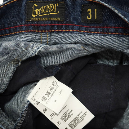 【中古】ガウディ GAUDI コットン 裾スリット入り デニムパンツ ジーンズ ネイビー【サイズ31】【 状態ランクB 】【 メンズ 】