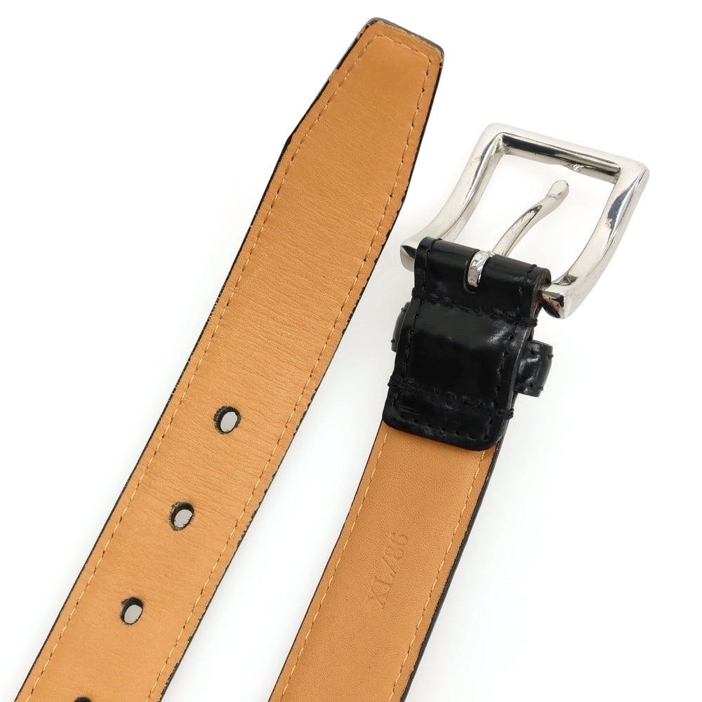 【中古】ポールスミスコレクション PAUL SMITH COLLECTION オイルアップ シェル コードバン レザー ベルト ブラックxシルバー【サイズXL/86】【 状態ランクB 】【 メンズ 】