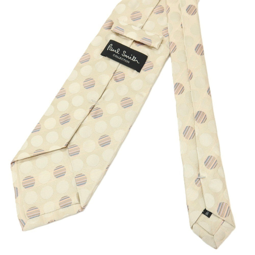 【中古】ポールスミスコレクション PAUL SMITH COLLECTION シルク ジャカード ドット柄ネクタイ ライトベージュ【 状態ランクB 】【 メンズ 】