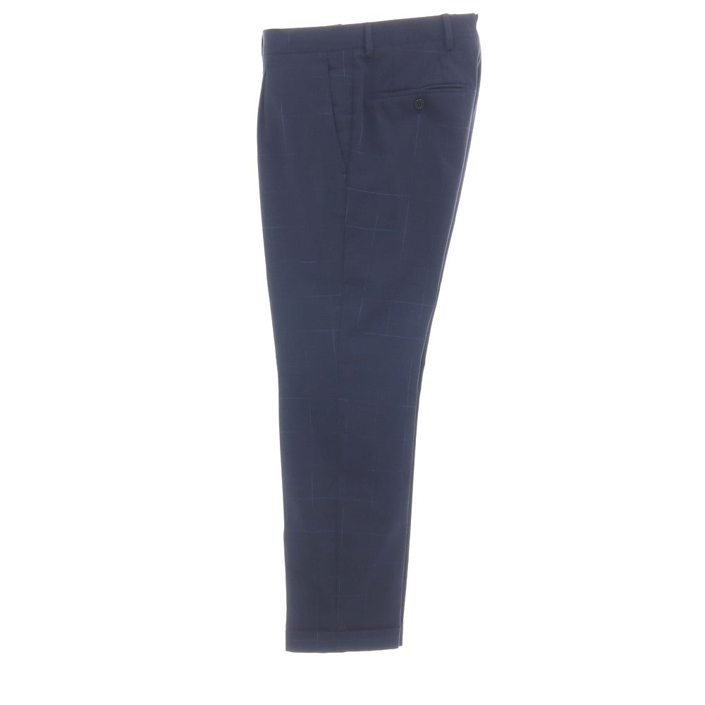 【中古】ラルディーニ LARDINI ウールポリウレタン チェック 3つボタンスーツ ネイビー【サイズ46】【 状態ランクC 】【 メンズ 】