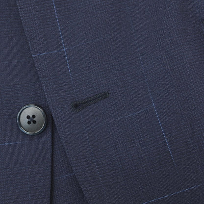 【中古】ラルディーニ LARDINI ウールポリウレタン チェック 3つボタンスーツ ネイビー【サイズ46】【 状態ランクC 】【 メンズ 】