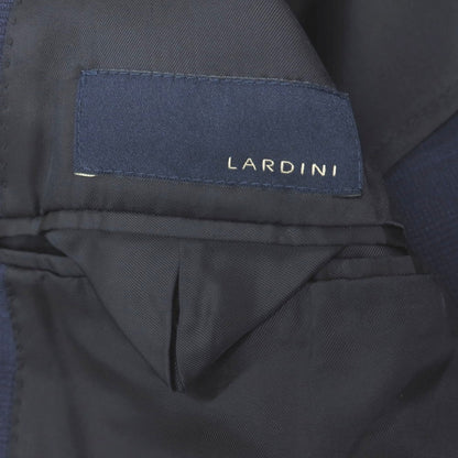 【中古】ラルディーニ LARDINI ウールポリウレタン チェック 3つボタンスーツ ネイビー【サイズ46】【 状態ランクC 】【 メンズ 】