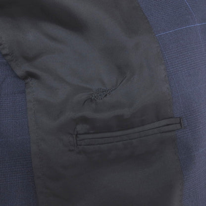【中古】ラルディーニ LARDINI ウールポリウレタン チェック 3つボタンスーツ ネイビー【サイズ46】【 状態ランクC 】【 メンズ 】
