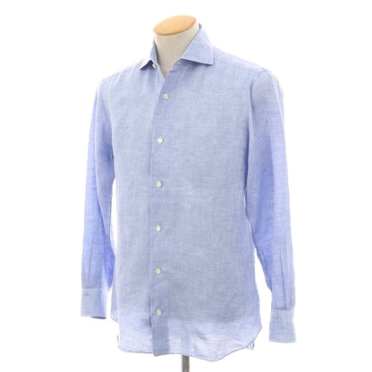 【中古】バルバ ダンディライフ BARBA DANDY LIFE リネン ワイドカラー ドレスシャツ ライトブルー【サイズ38】【 状態ランクC 】【 メンズ 】
