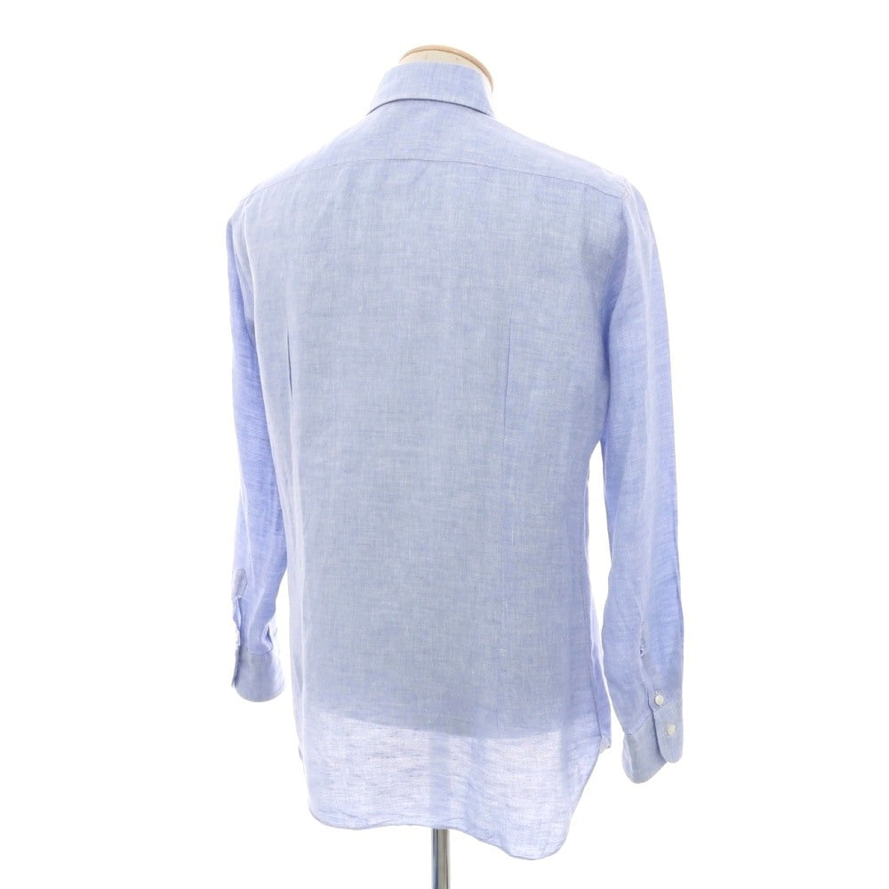 【中古】バルバ ダンディライフ BARBA DANDY LIFE リネン ワイドカラー ドレスシャツ ライトブルー【サイズ38】【 状態ランクC 】【 メンズ 】