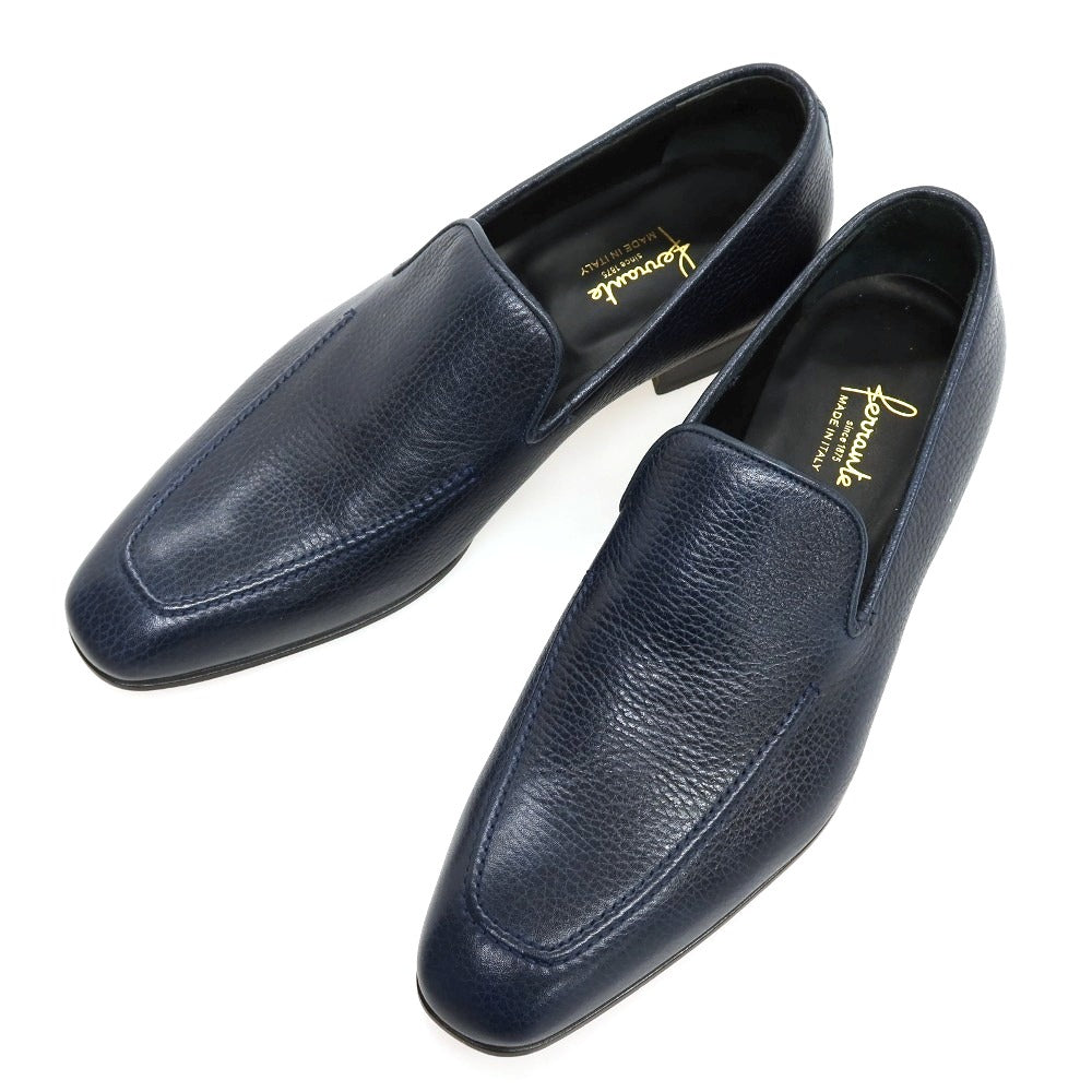 【新品アウトレット】フェランテ FERRANTE CHIC シュリンクレザー ローファー ネイビー【サイズ8】【 状態ランクN- 】【 メンズ 】