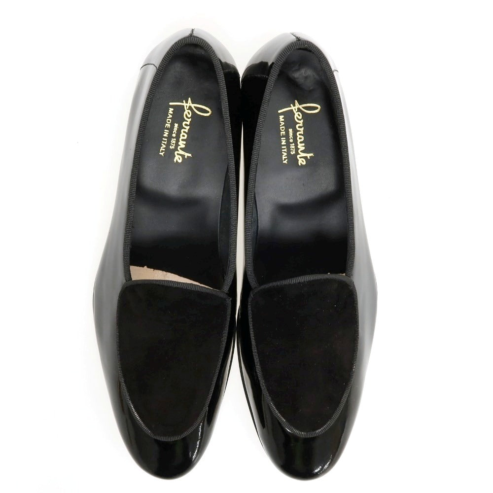 【新品アウトレット】フェランテ FERRANTE TREVI スエード パテント ローファー ブラック【サイズ6 1/2】【 状態ランクN- 】【 メンズ 】