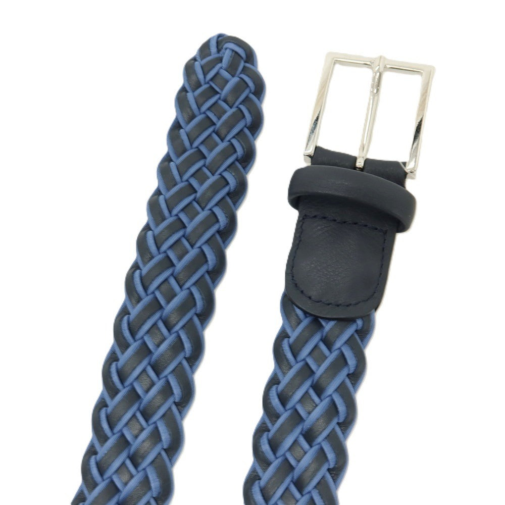 【新品】アンダーソンズ Andersons レザー×ナイロン メッシュベルト ブルーxダークネイビー【サイズ85】【 状態ランクN 】【 メンズ 】