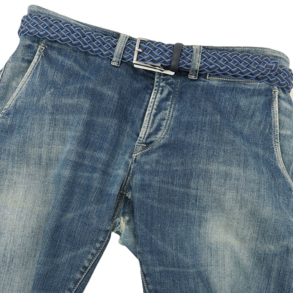 【新品】アンダーソンズ Andersons レザー×ナイロン メッシュベルト ブルーxダークネイビー【サイズ85】【 状態ランクN 】【 メンズ 】
