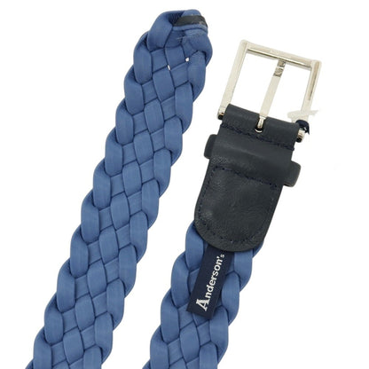 【新品】アンダーソンズ Andersons レザー×ナイロン メッシュベルト ブルーxダークネイビー【サイズ95】【 状態ランクN 】【 メンズ 】
