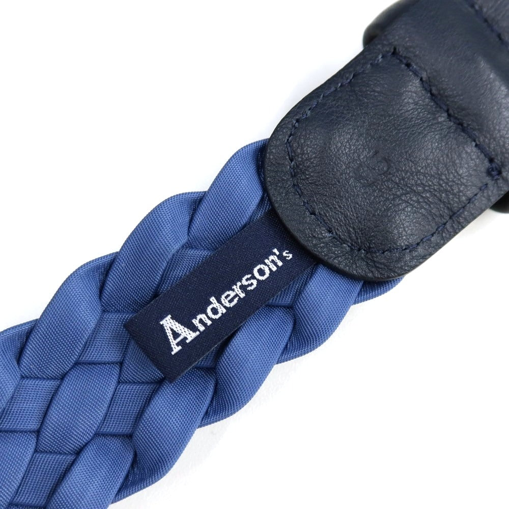 【新品】アンダーソンズ Andersons レザー×ナイロン メッシュベルト ブルーxダークネイビー【サイズ95】【 状態ランクN 】【 メンズ 】