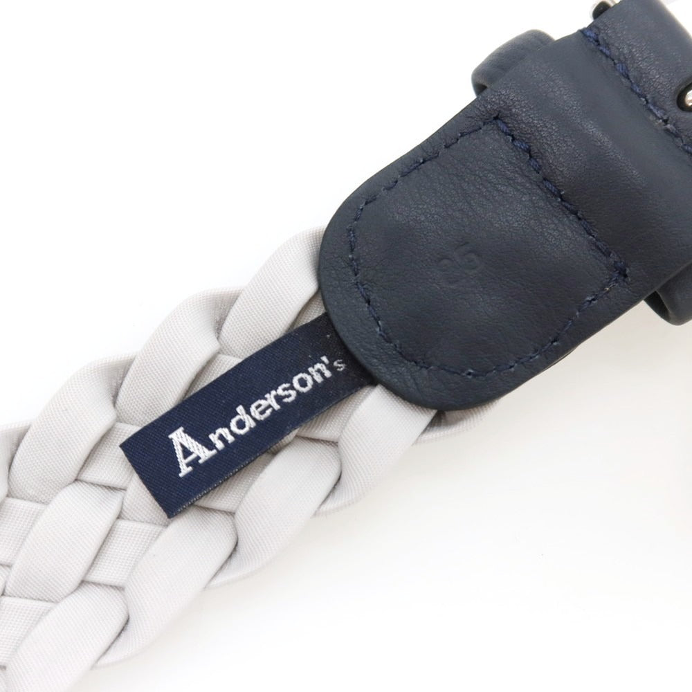 【新品アウトレット】アンダーソンズ Andersons レザー×ナイロン メッシュベルト ライトグレーxダークネイビー【サイズ85】【 状態ランクN- 】【 メンズ 】