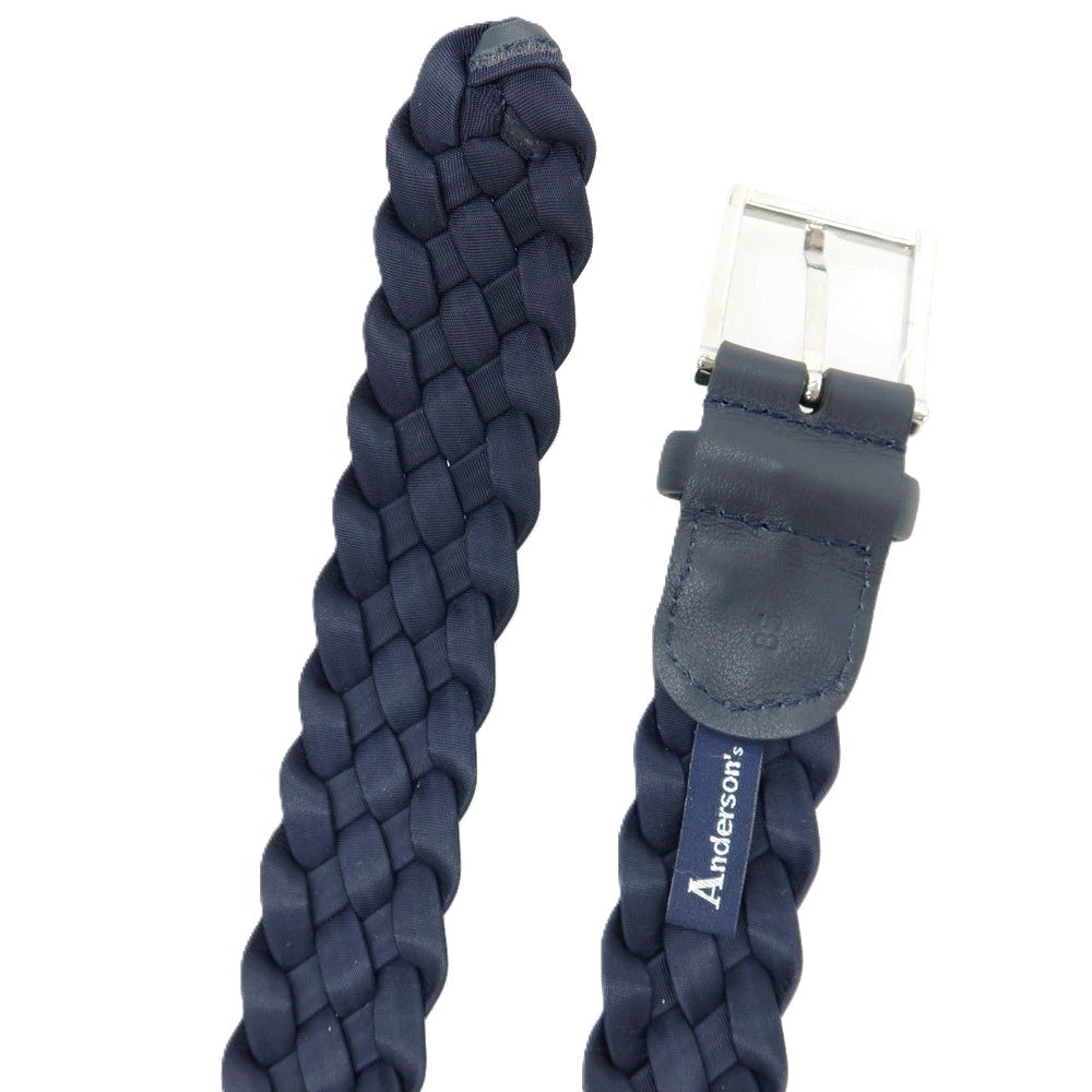 【新品】アンダーソンズ Andersons レザー×ナイロン メッシュベルト ダークネイビー【サイズ85】【 状態ランクN 】【 メンズ 】