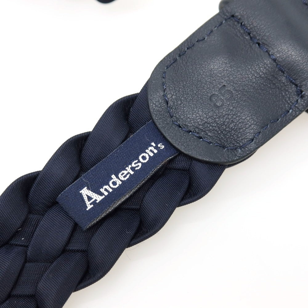 【新品】アンダーソンズ Andersons レザー×ナイロン メッシュベルト ダークネイビー【サイズ85】【 状態ランクN 】【 メンズ 】