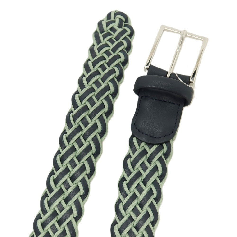 【新品】アンダーソンズ Andersons レザー×ナイロン メッシュベルト ライトグリーンxダークネイビー【サイズ85】【 状態ランクN 】【 メンズ 】