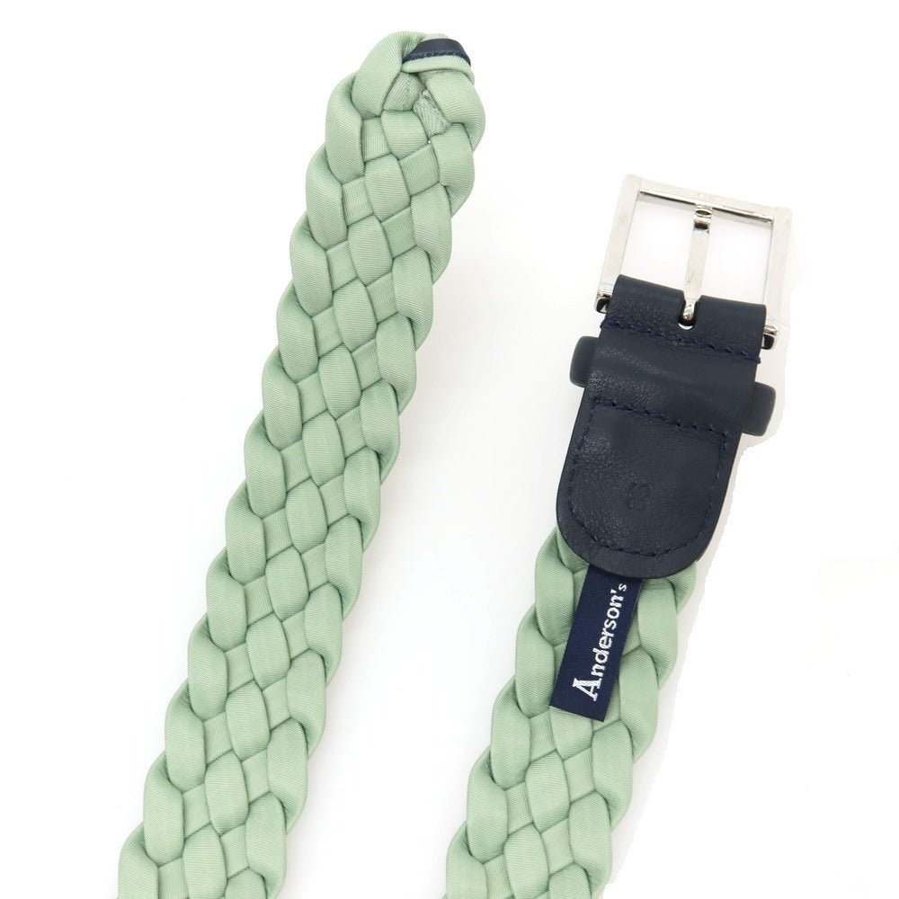 【新品】アンダーソンズ Andersons レザー×ナイロン メッシュベルト ライトグリーンxダークネイビー【サイズ85】【 状態ランクN 】【 メンズ 】