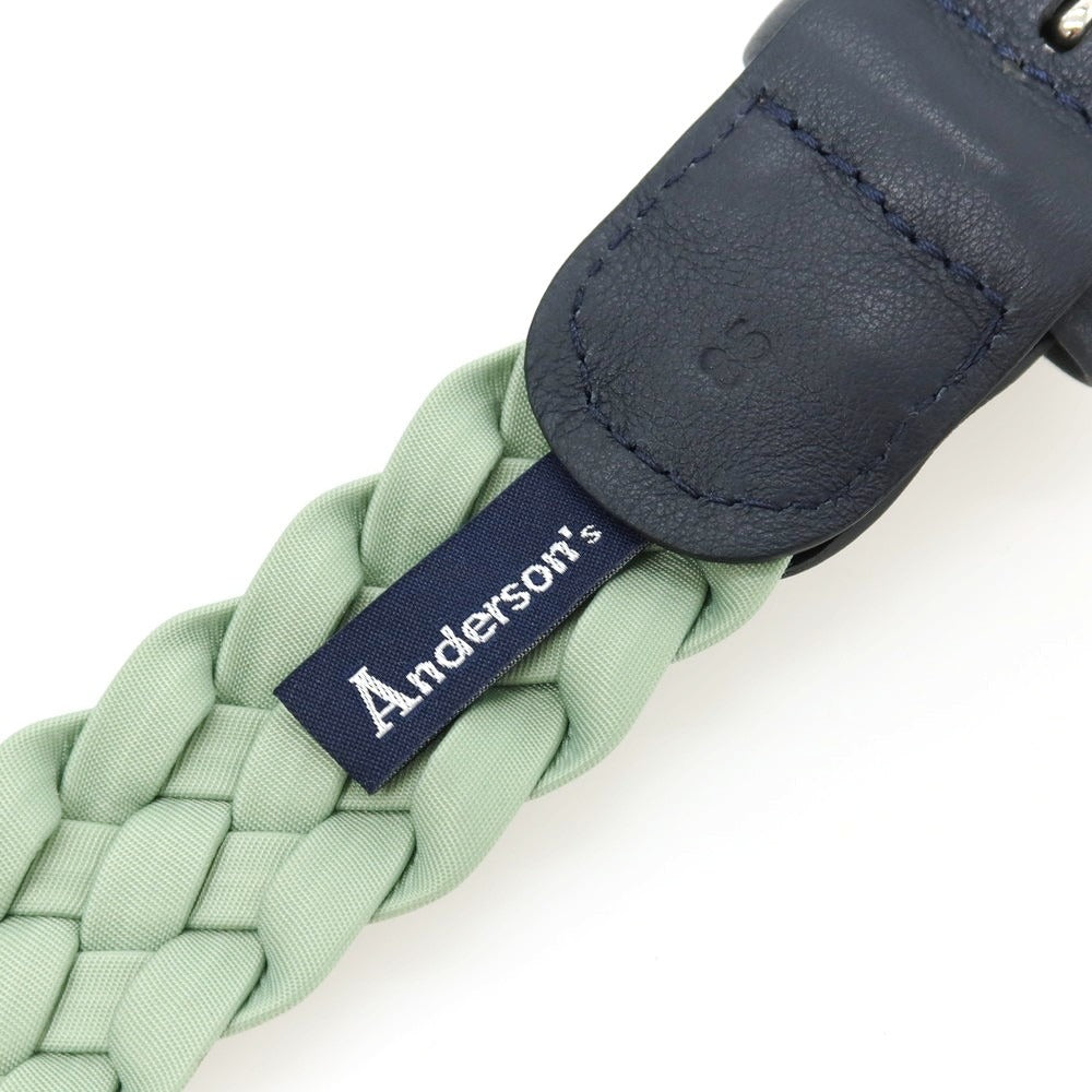 【新品】アンダーソンズ Andersons レザー×ナイロン メッシュベルト ライトグリーンxダークネイビー【サイズ85】【 状態ランクN 】【 メンズ 】