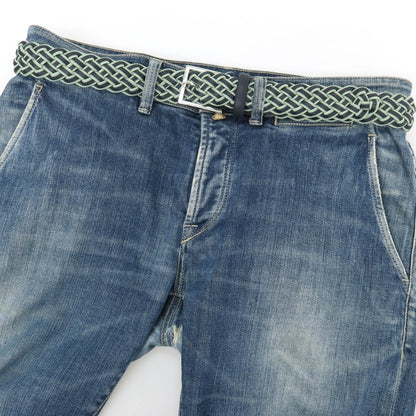【新品】アンダーソンズ Andersons レザー×ナイロン メッシュベルト ライトグリーンxダークネイビー【サイズ85】【 状態ランクN 】【 メンズ 】