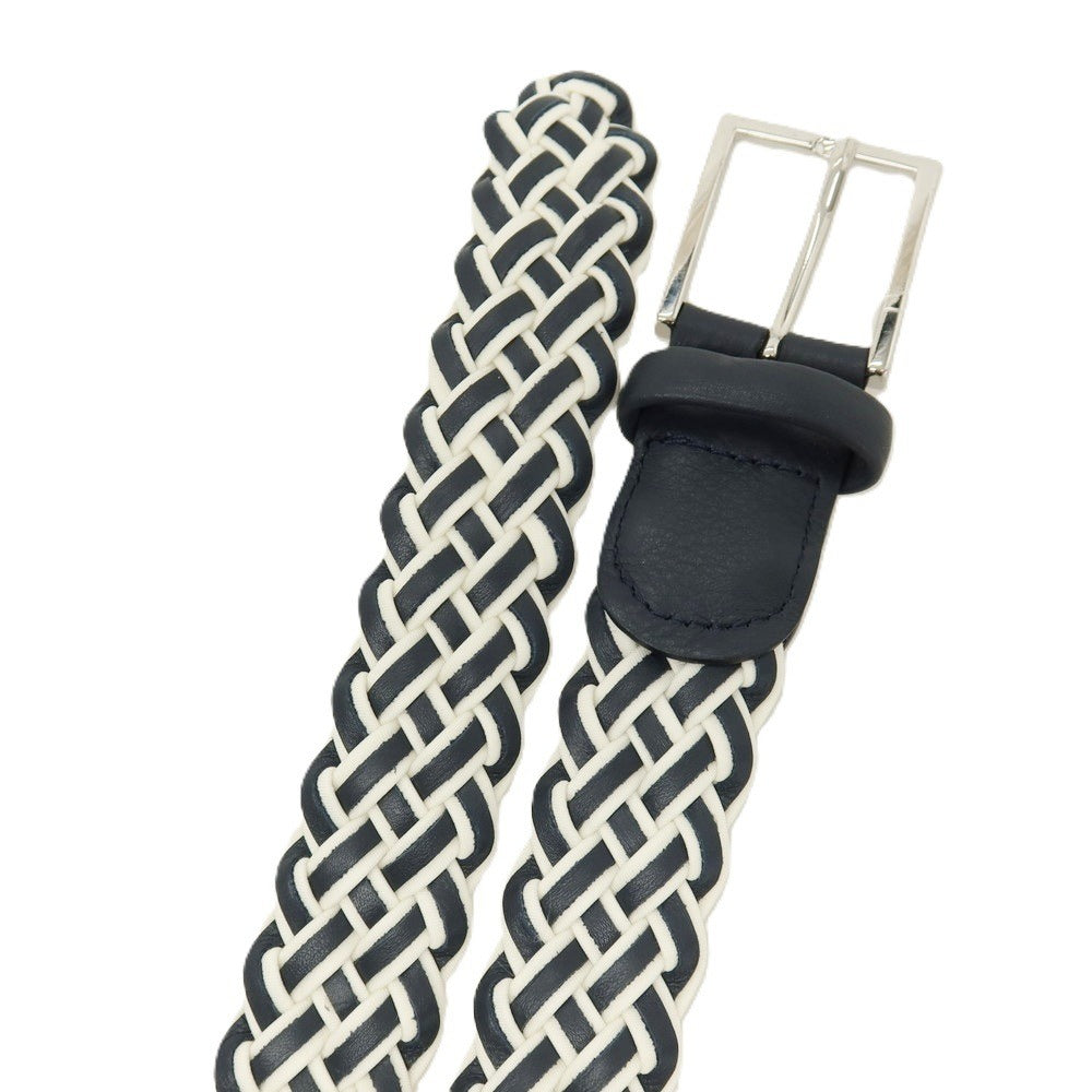 【新品】アンダーソンズ Andersons レザー×ナイロン メッシュベルト ホワイトxダークネイビー【サイズ85】【 状態ランクN 】【 メンズ 】