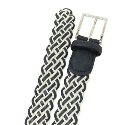 【新品】アンダーソンズ Andersons レザー×ナイロン メッシュベルト ホワイトxダークネイビー【サイズ85】【 状態ランクN 】【 メンズ 】