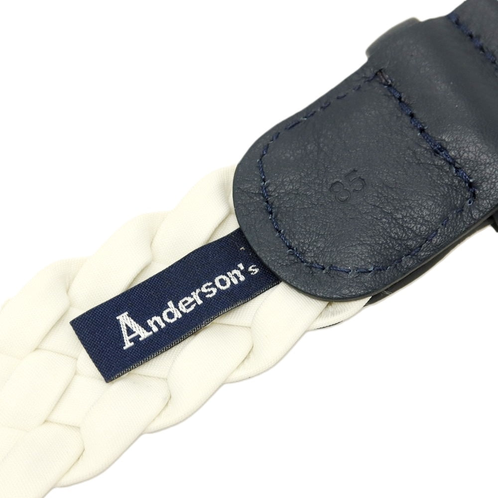 【新品】アンダーソンズ Andersons レザー×ナイロン メッシュベルト ホワイトxダークネイビー【サイズ85】【 状態ランクN 】【 メンズ 】