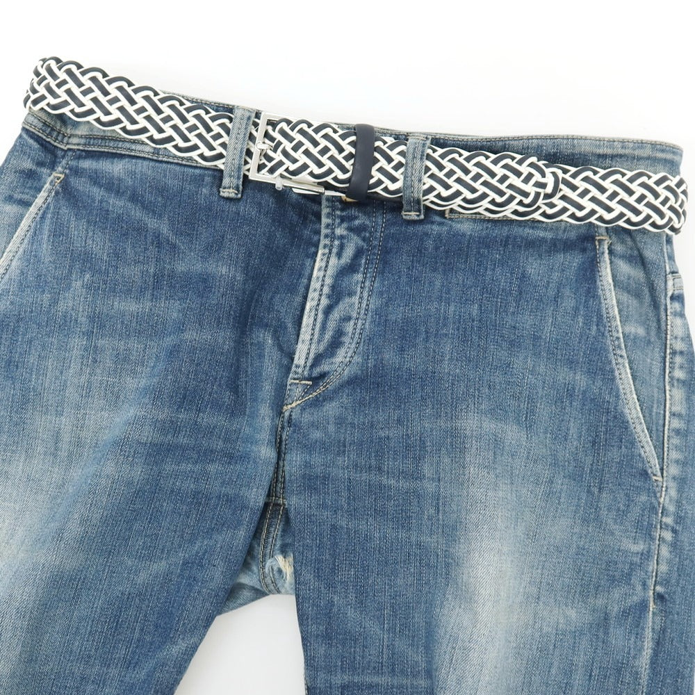 【新品】アンダーソンズ Andersons レザー×ナイロン メッシュベルト ホワイトxダークネイビー【サイズ85】【 状態ランクN 】【 メンズ 】