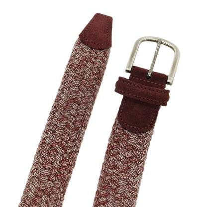 【新品】アンダーソンズ Andersons ウール系 エラスティック ゴム メッシュベルト ボルドーxライトグレー【サイズ85】【 状態ランクN 】【 メンズ 】