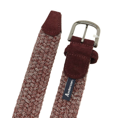 【新品】アンダーソンズ Andersons ウール系 エラスティック ゴム メッシュベルト ボルドーxライトグレー【サイズ85】【 状態ランクN 】【 メンズ 】