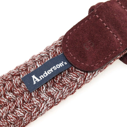 【新品】アンダーソンズ Andersons ウール系 エラスティック ゴム メッシュベルト ボルドーxライトグレー【サイズ85】【 状態ランクN 】【 メンズ 】