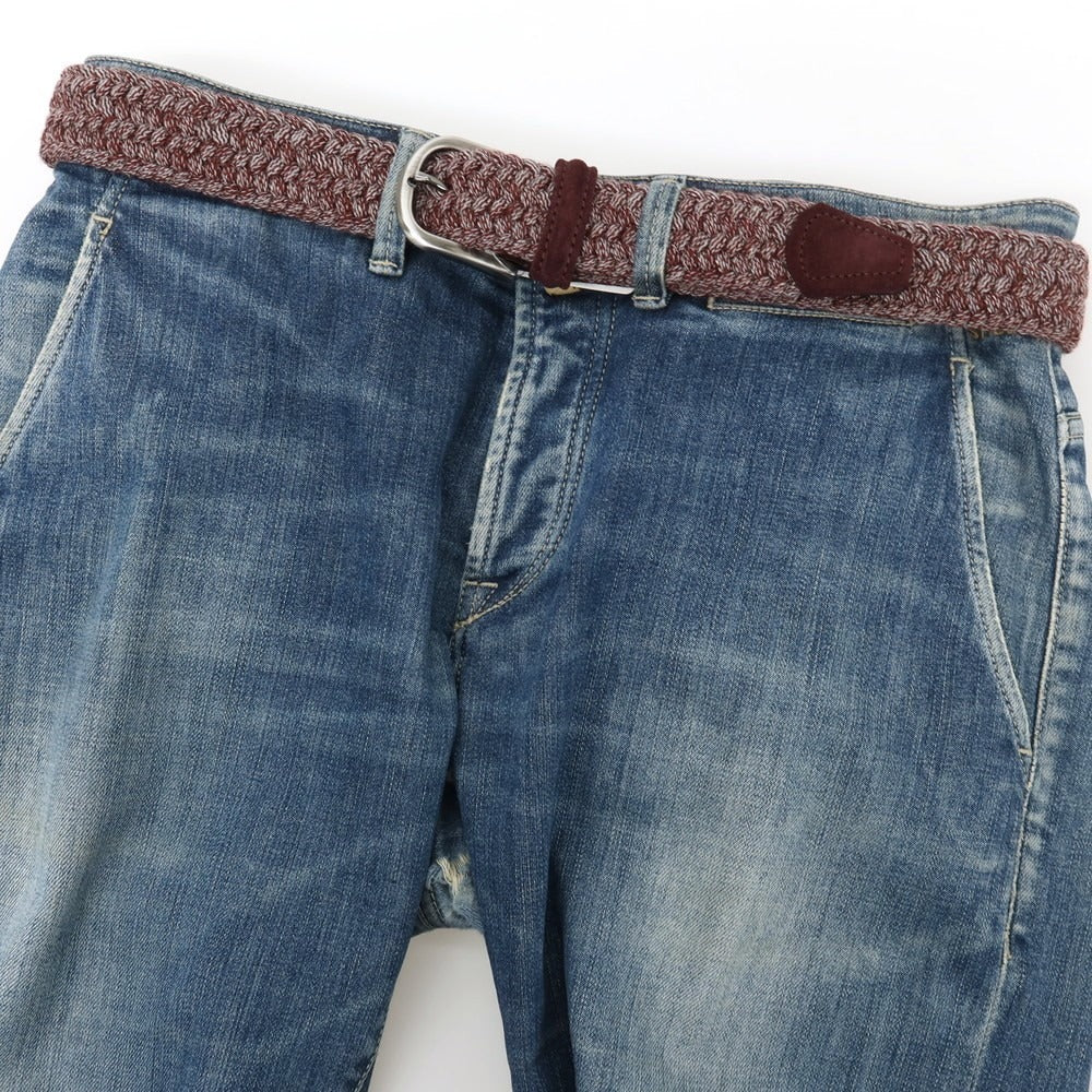 【新品】アンダーソンズ Andersons ウール系 エラスティック ゴム メッシュベルト ボルドーxライトグレー【サイズ85】【 状態ランクN 】【 メンズ 】