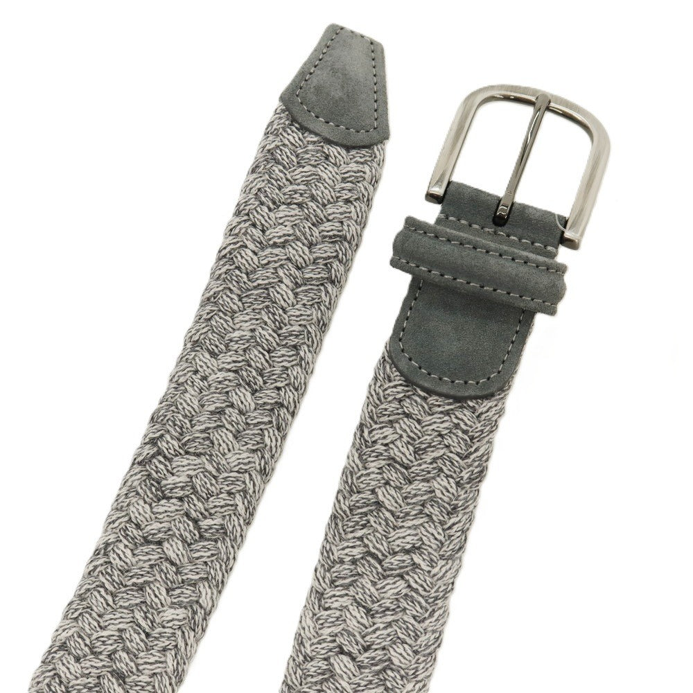 【新品】アンダーソンズ Andersons ウール系 エラスティック ゴム メッシュベルト ライトグレーxホワイト【サイズ85】【 状態ランクN 】【 メンズ 】