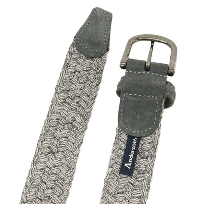 【新品】アンダーソンズ Andersons ウール系 エラスティック ゴム メッシュベルト ライトグレーxホワイト【サイズ85】【 状態ランクN 】【 メンズ 】