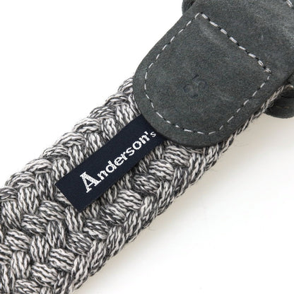 【新品】アンダーソンズ Andersons ウール系 エラスティック ゴム メッシュベルト ライトグレーxホワイト【サイズ85】【 状態ランクN 】【 メンズ 】