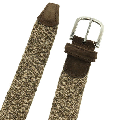 【新品】アンダーソンズ Andersons ウール系 エラスティック ゴム メッシュベルト オリーブグリーンxベージュ【サイズ85】【 状態ランクN 】【 メンズ 】