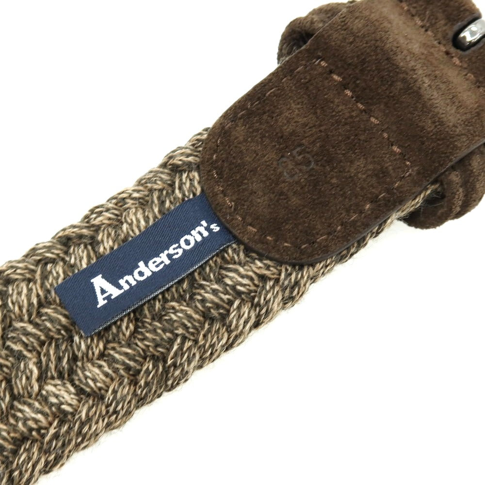 【新品】アンダーソンズ Andersons ウール系 エラスティック ゴム メッシュベルト オリーブグリーンxベージュ【サイズ85】【 状態ランクN 】【 メンズ 】